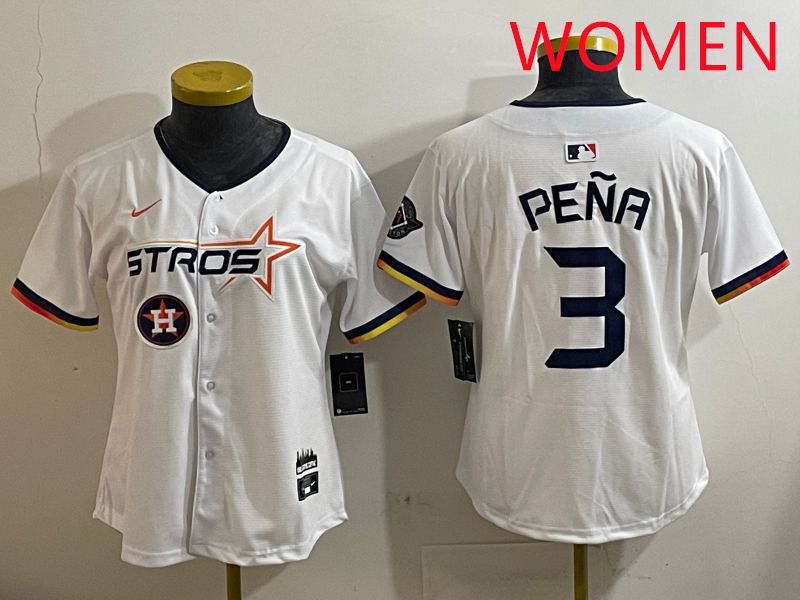 Women Houston Astros #3 Pena White three generations Joint Name Nike 2025 MLB Jersey style 11->women mlb jersey->Women Jersey